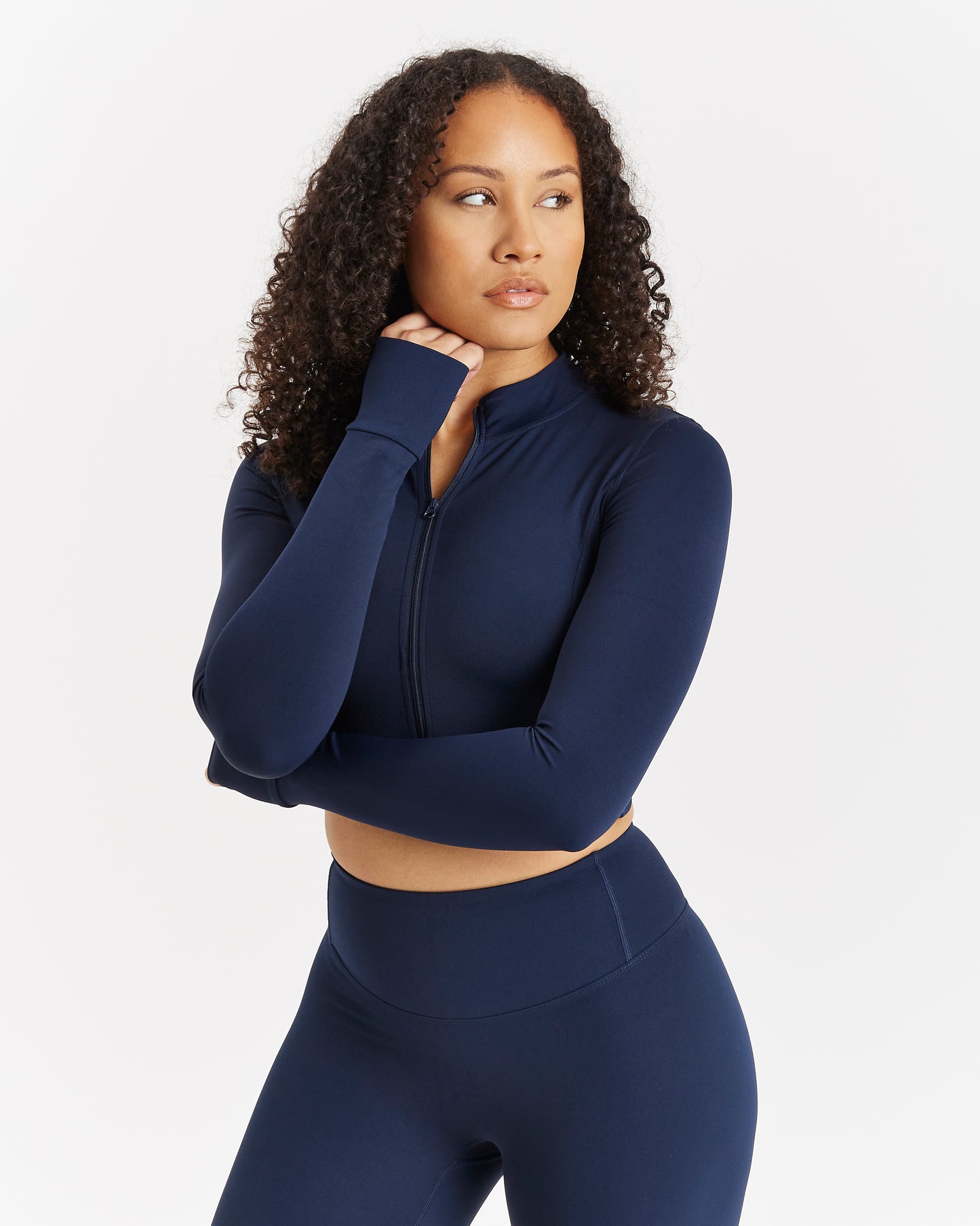 KAI ZIP CROPPED JACKET - NAVY BLUE